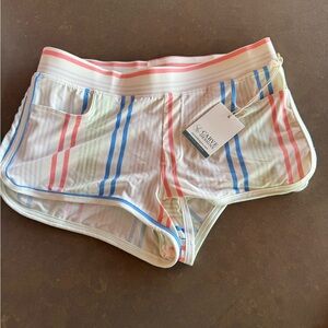 Carve Designs Women's Striped Shorts - White with Pink and Blue size small